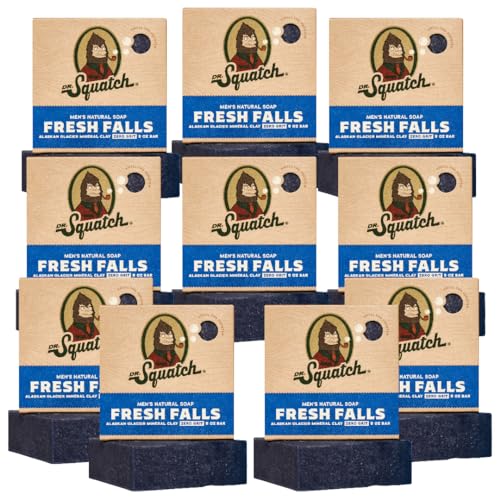 Dr. Squatch Men's Bar Soap - 5-Pack Fresh Falls - All Natural Bar Soap for Men - 5 Bars of Soap - Smell like a Crisp Forest Waterfall