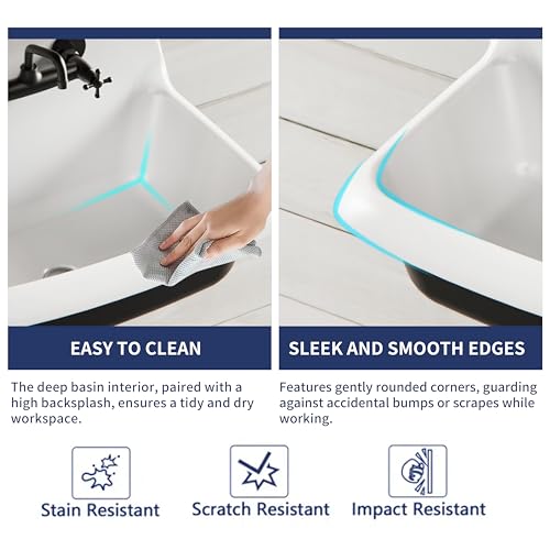 Wall Mounted High Back Porcelain Utility Sink, 24 x 17 x 15 inches X685