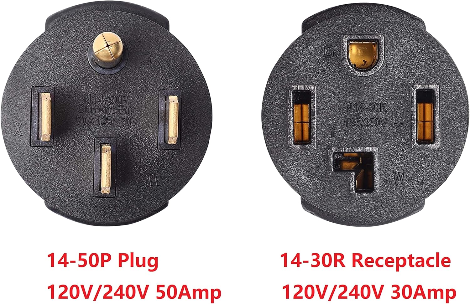 NEMA 14-50P to 14-30R Adapter, 50A to 30A, 120V/240V E77150