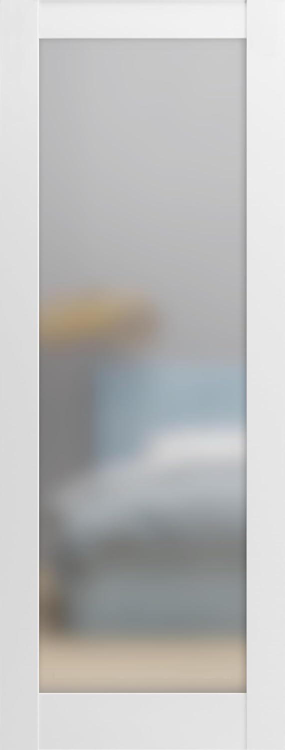 Frosted Lite Glass Door Panel Slab 32 x 84 | Planum 2102 White Silk | Use as Barn Pocket Sliding Closet | Solid Wood Core Interior Door