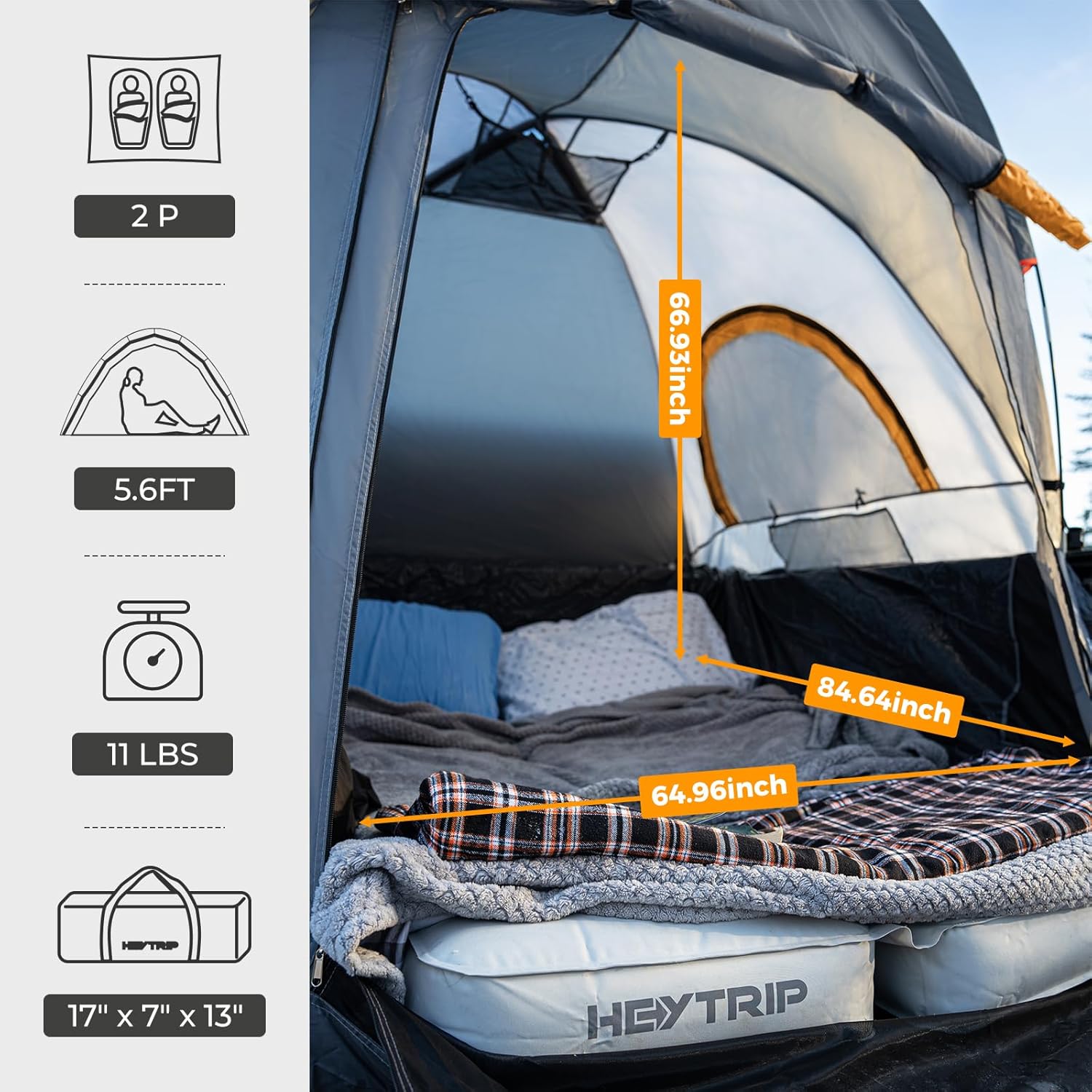 Truck Bed Tent Waterproof Double Layer 2 Person V859
