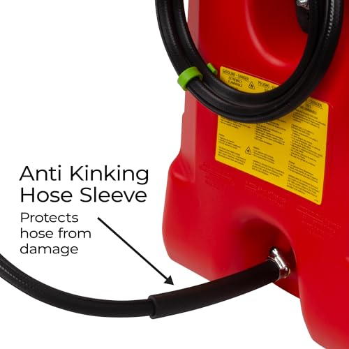 14 Gallon Portable Gas Fuel Tank Container Caddy with Siphon Pump and 10 Foot Hose I53177