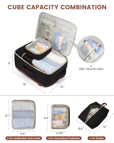 Travel Backpack 40L Carry On with Packing Cubes, Fits 17 Inch Laptop L244948