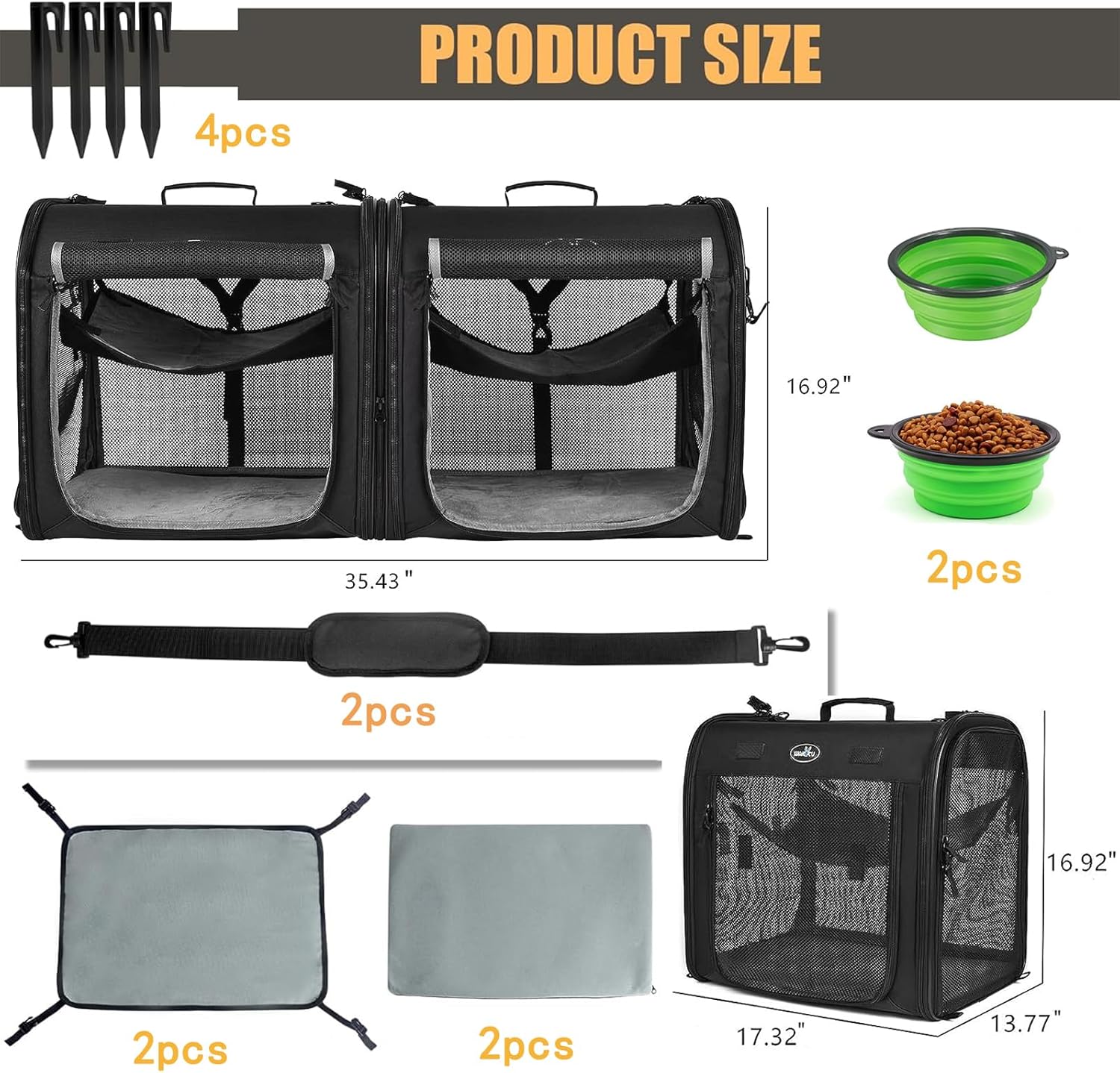 2-in-1 Pet Carrier for Small Dogs Cats Travel with Litter Box B63957