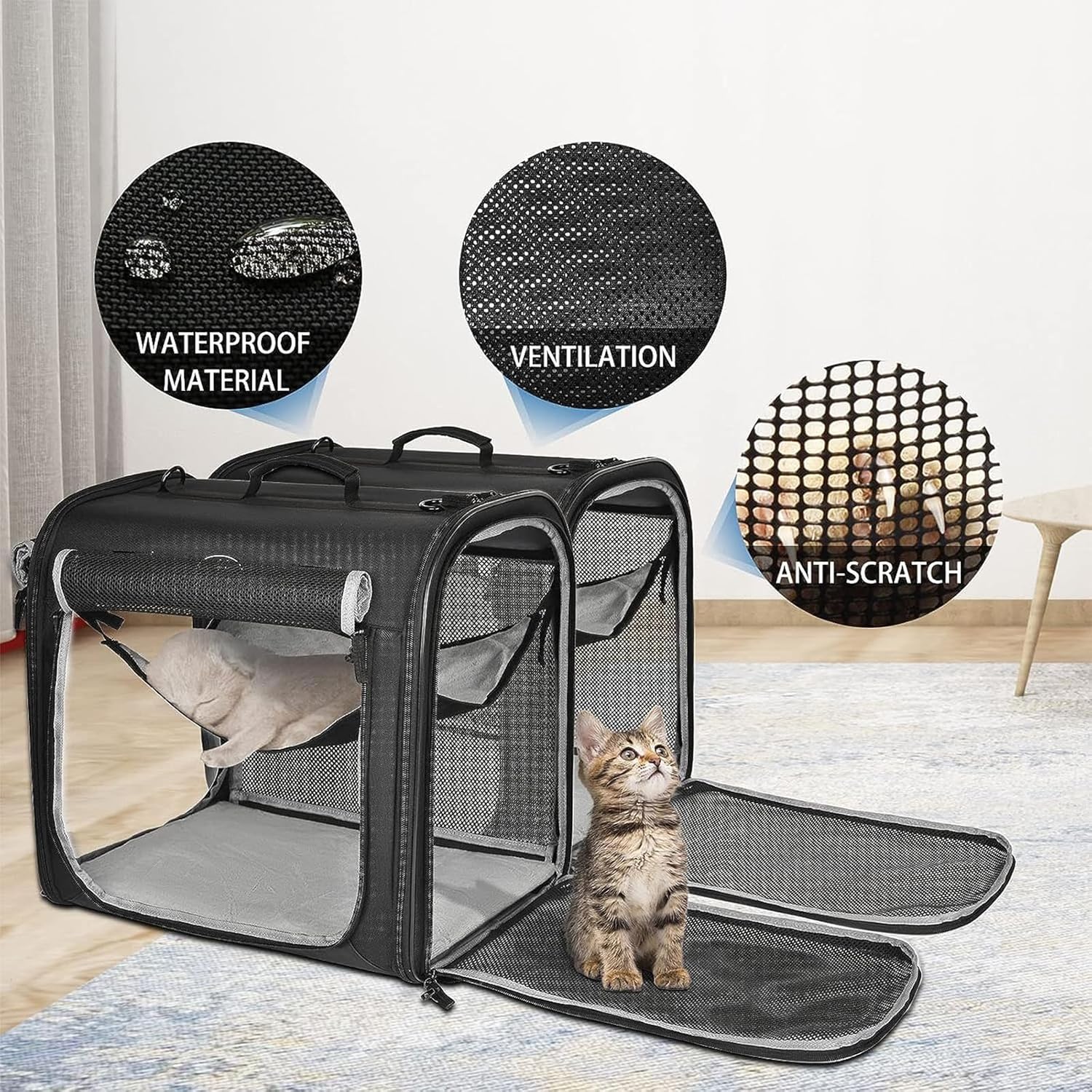 2-in-1 Pet Carrier for Small Dogs Cats Travel with Litter Box B63957