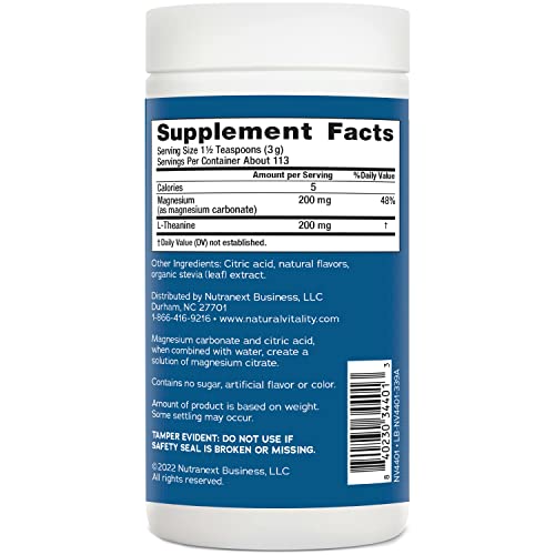 Magnesium Citrate + L-Theanine Powder Supplement, Unflavored, 12 oz. N205