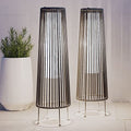 Grand patio Outdoor Floor Solar Light 2-Pack, Wicker Solar Patio Lamp Waterproof Outside Solar Deck Lamp for Porch, Yard, Garden, Lawn Decorations - Light Brown, Gordes 2 PCS