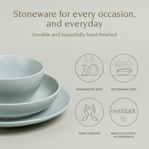 16-Piece Stoneware Dinnerware Set with Plates and Bowls Y62011