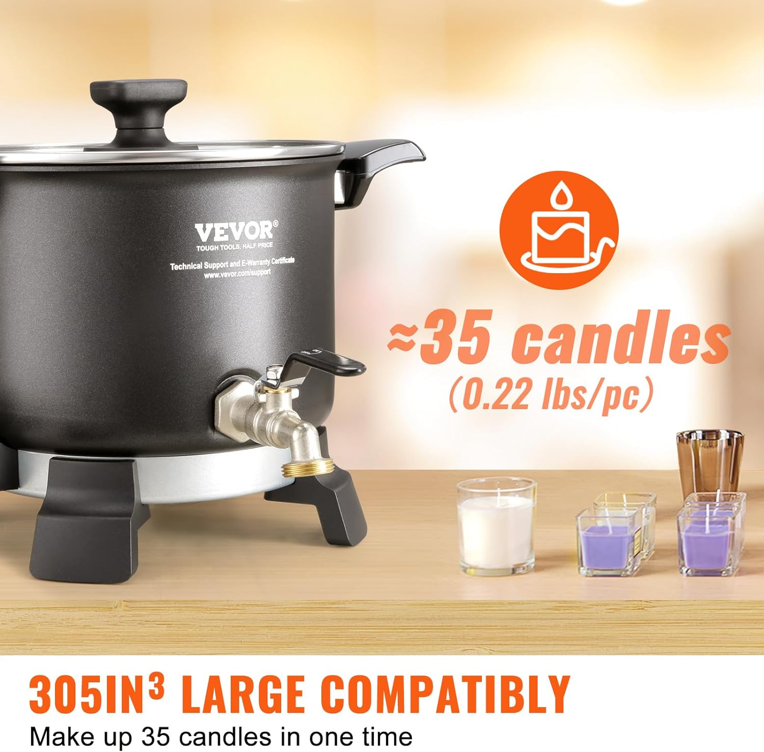 5 Liter Electric Wax Melting Pot with Pour Spout and Temperature Control Y271