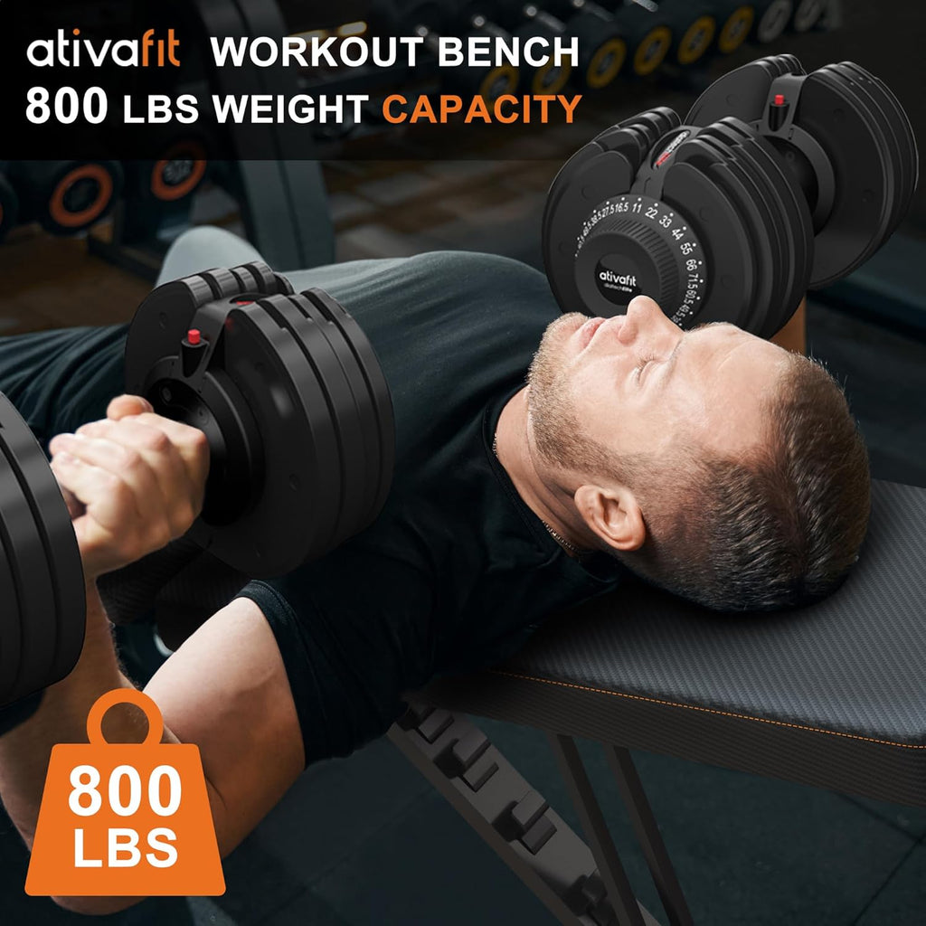 Folding Weight Bench for Full Body Workout, Incline & Decline Home Gym Y1881