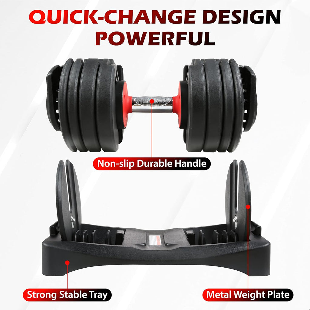 Adjustable Dumbbell Set 5.5-55 lbs, 15-in-1 Weights for Home Gym Full Body Workout P87864
