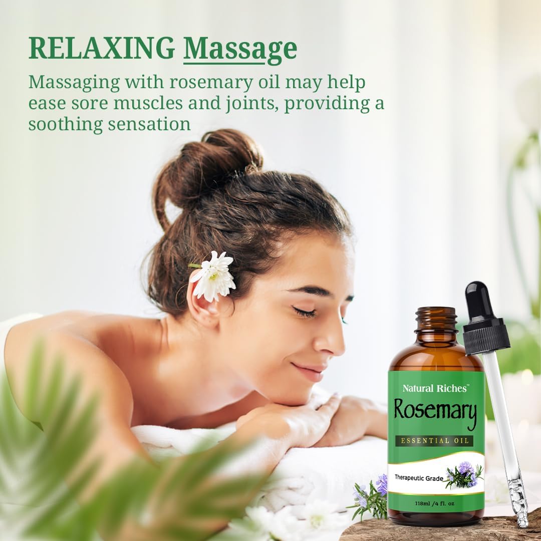 Rosemary Essential Oil for Hair, Skin & Aromatherapy, 4 fl oz Y464725