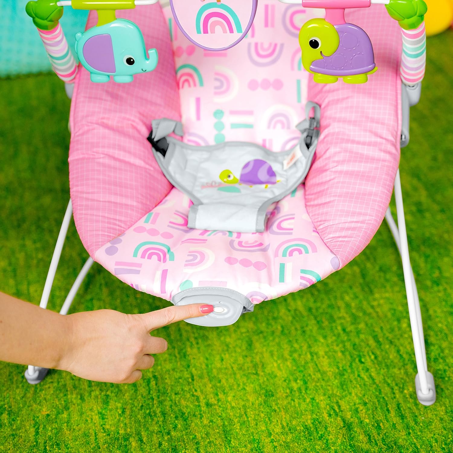 Portable Baby Bouncer with Vibrating Infant Seat and Toy Bar Y985