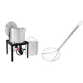 Creole Feast SBK1001 Seafood Boiling Kit with Strainer, Outdoor Aluminum Propane Gas Boiler with 10 PSI Regulator, Silver