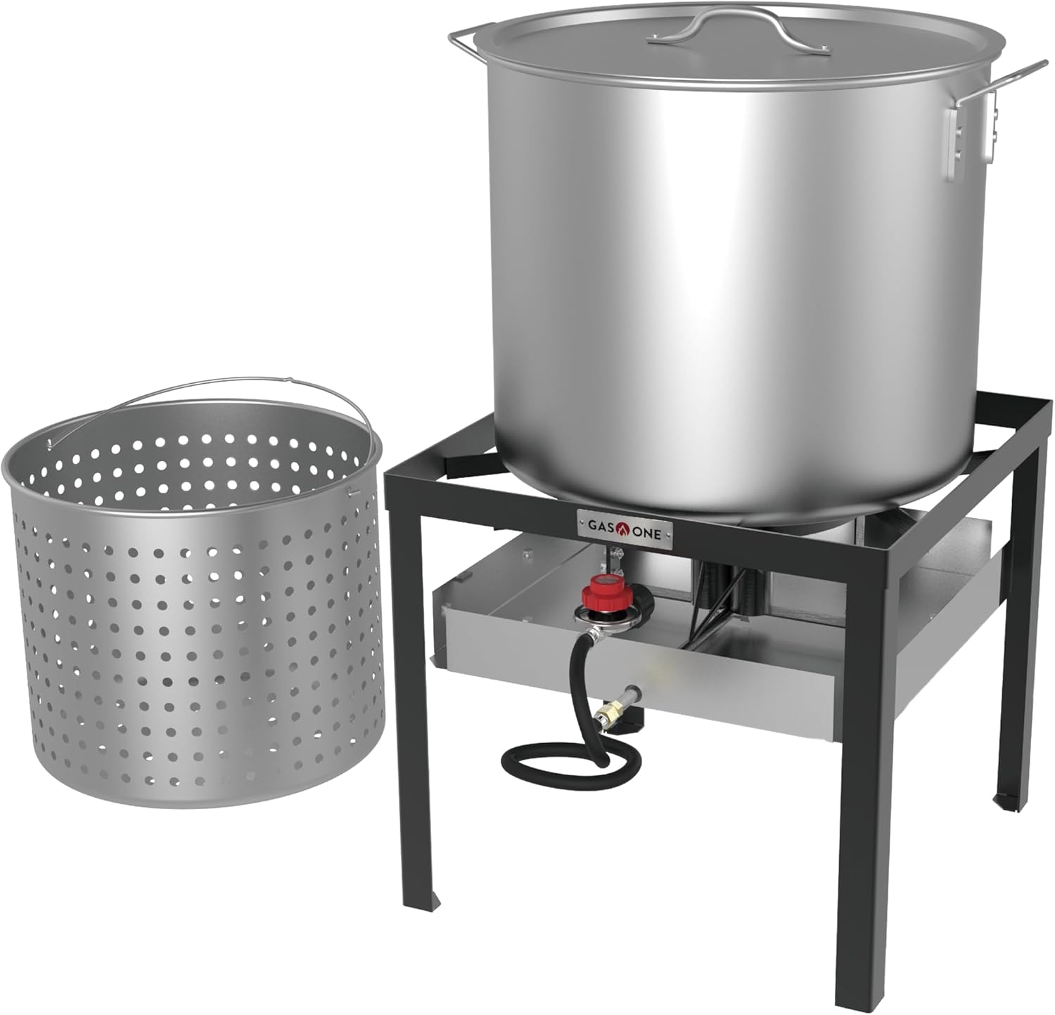 Gas One Seafood Boil Kit with Propane Burner, Propane Regulator, 80Qt Pot with Basket – Heavy Duty Construction Seafood Boil Pot for Outdoor Cooking – Easy to Clean and Durable Crab Boil Pot