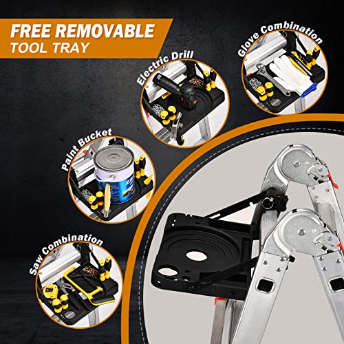 6 Step Multi Position Ladder with Tool Tray and Stabilizer Bar T129