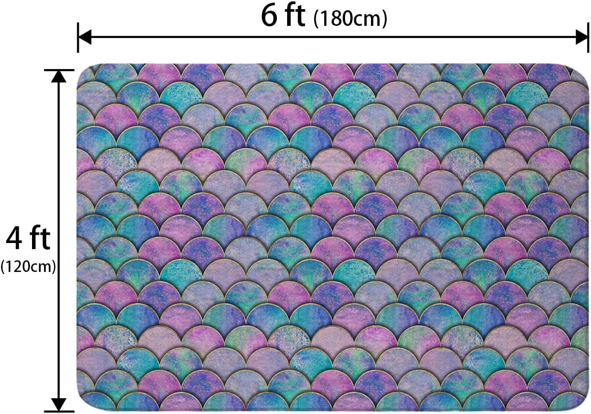 Fish Scale Pattern Area Rug Ultra Soft Non-Slip Floor Carpet T253