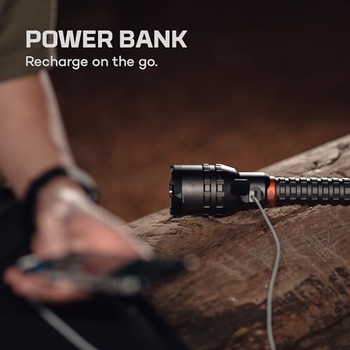 Rechargeable Flashlight with Zoom, 5 Light Modes, Waterproof, Power Bank O796