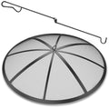 Upgraded Fire Pit Spark Screen, POEPRH 27Inch Collapsible Outdoor Fire Pit Screen with Handle & Poker, 12 Reinforced Bars, Heavy-Duty Steel Mesh Fire Pit Round Cover for Backyard/Beach/RV Camping
