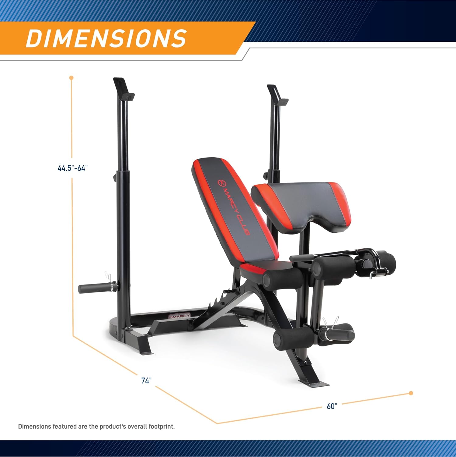 Adjustable Olympic Weight Bench with Leg Developer and Squat Rack B25420