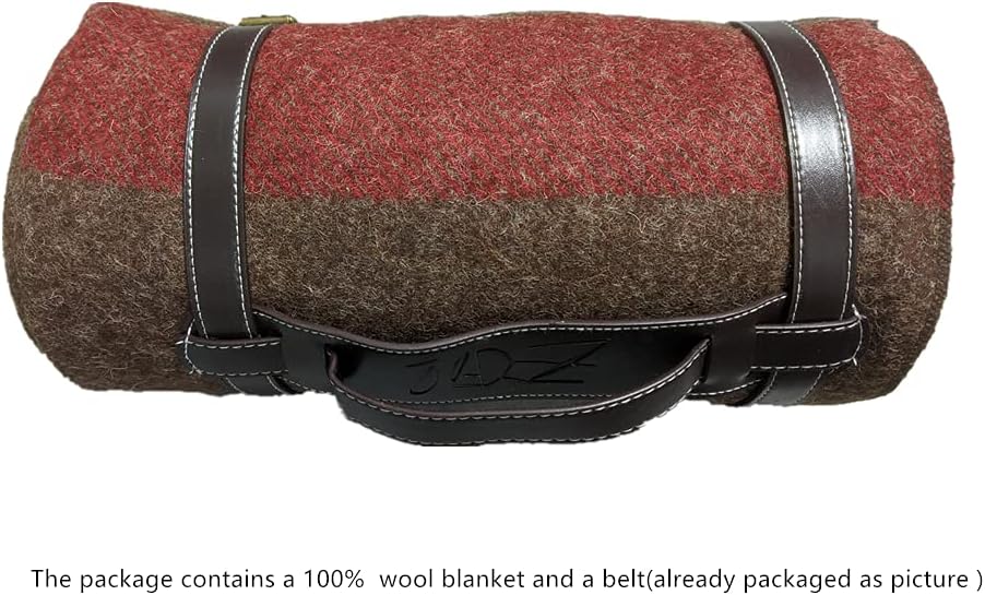 Wool Blanket 59" x 80" Warm Thick Washable for Camping Outdoors J21971