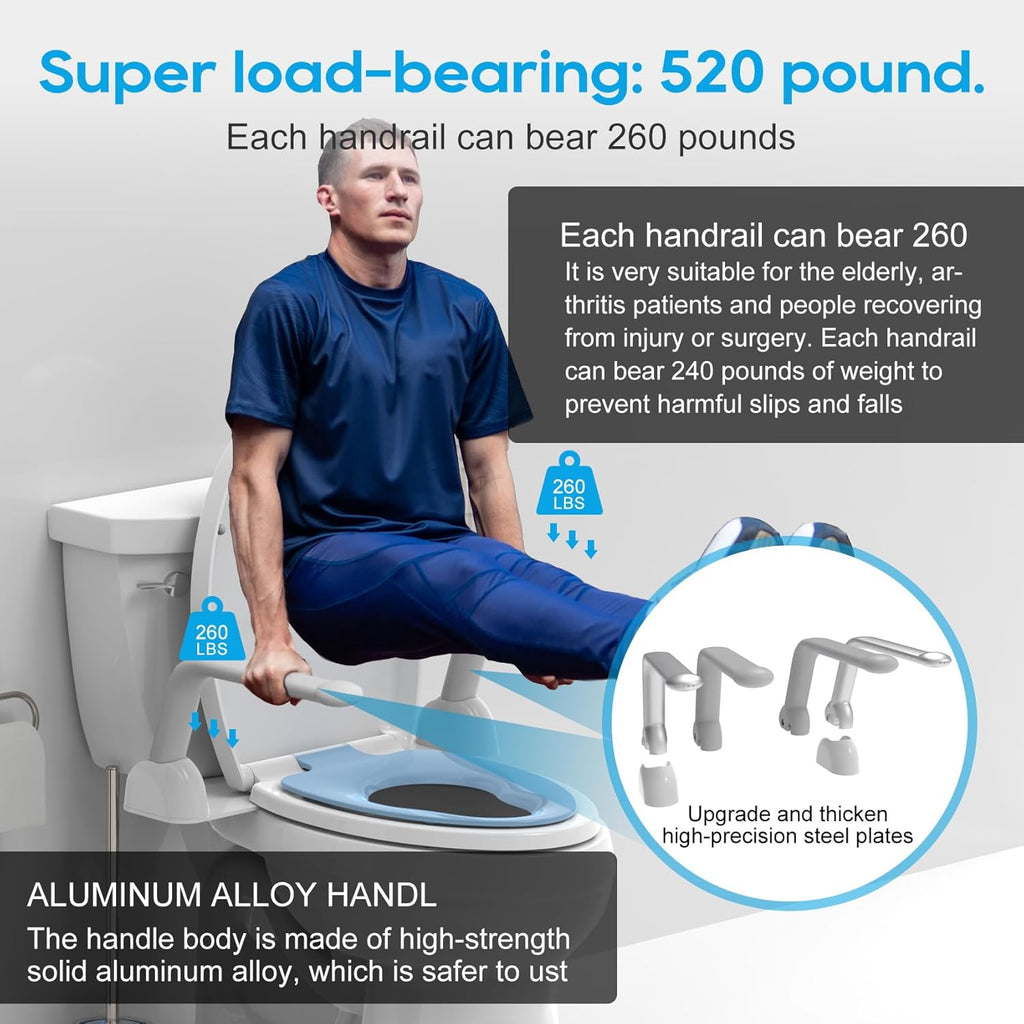 Toilet Safety Rails for Elderly, Heavy Duty with Foldable Handles U97064
