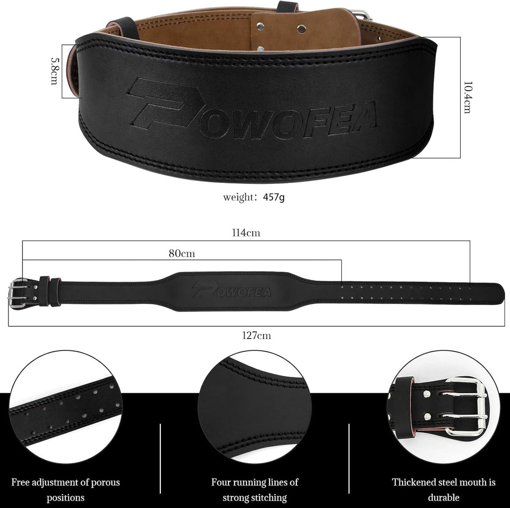 Weight Lifting Belt with Wrist Straps, Adjustable Leather Gym Belt for Squats and Deadlifts O4720