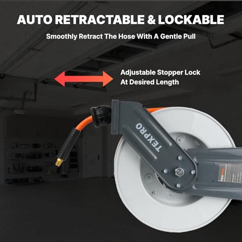 Retractable Air Hose Reel, 3/8 in x 30 ft, 300 PSI, Ceiling/Wall Mounted U1226