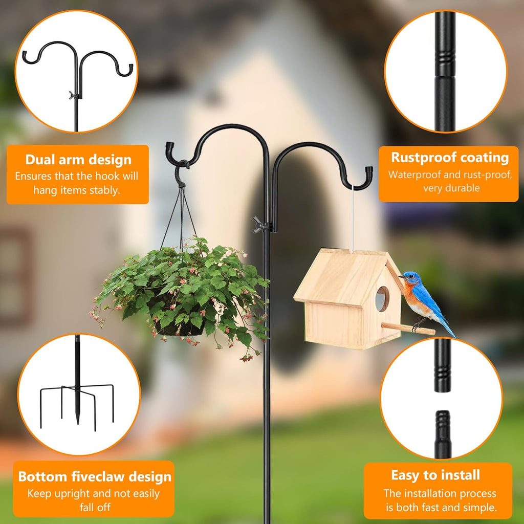 Shepherd Hook for Bird Feeder, 92 Inch, 2 Pack, Outdoor Heavy Duty F512299