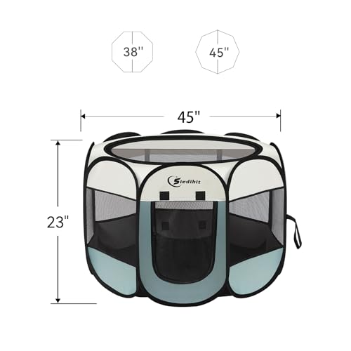 Dog Playpen Portable Pop Up Kennel with Carrying Case, Grey U939