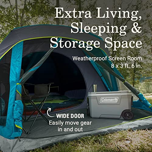 4/6 Person Camping Tent with Screened Porch, Blocks 90% of Sunlight C886