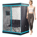 Full Size 2 Person Sauna Tent, Portable Steam Sauna Tent for Home, 1 or 2 Person Foldable Lightweight, Full Body Sauna Tent for Relaxation, Steamer Not Included, 2 Person Foldable Chair(Grey)
