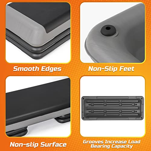 Adjustable Aerobic Step Platform with 4 Stackable Risers for Home Gym Cardio S268096