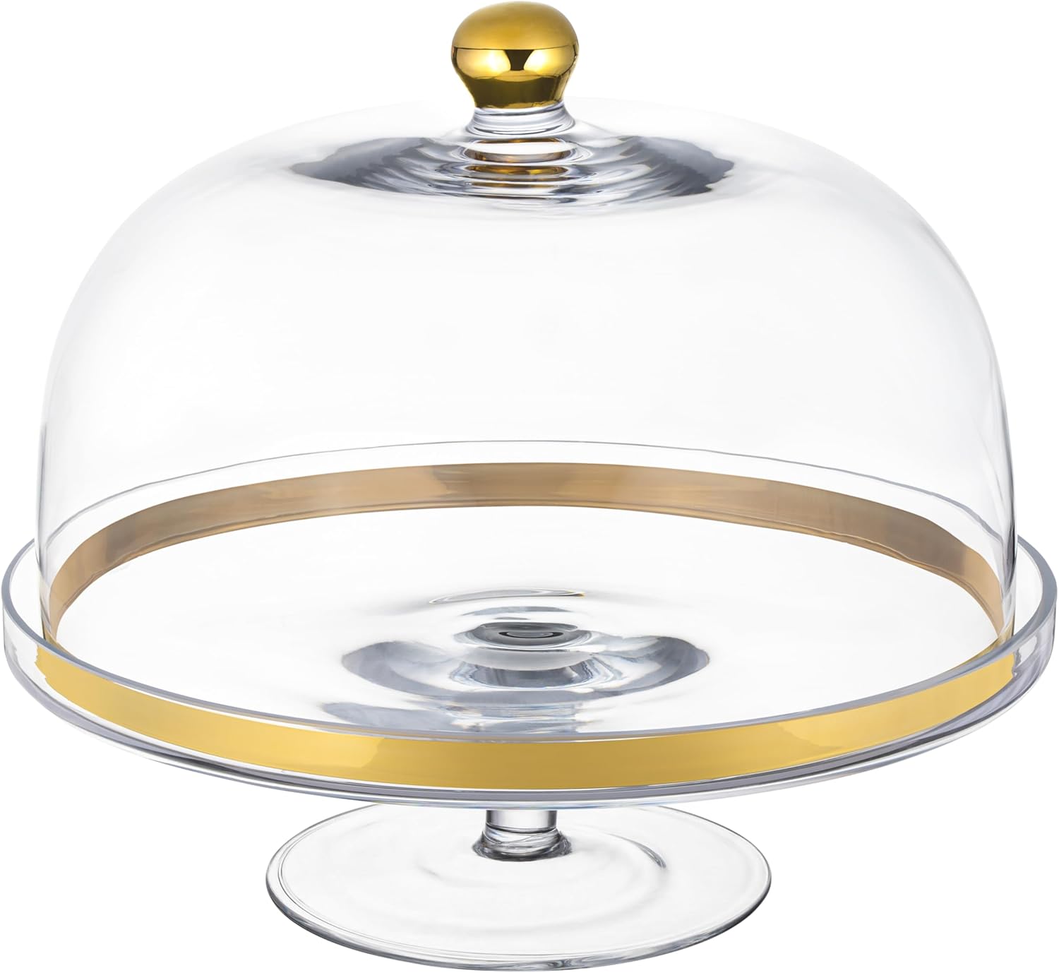 Glass Cake Stand with Dome and Gold Rim F727157
