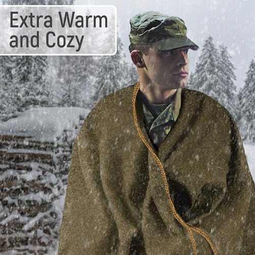 Wool Camping Blanket, Fire Retardant, Extra Thick, 62x84 Inches Y5542