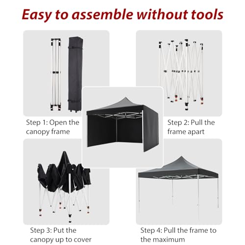 Pop Up Canopy Tent 10x10ft with 3 Sidewalls and Wheeled Bag D95987