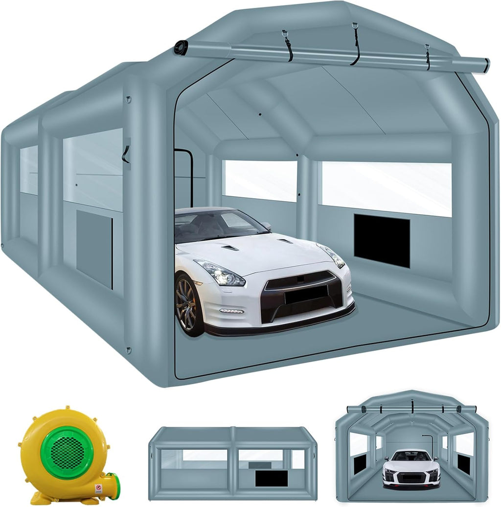 XHYCPY Inflatable Paint Booth 20 x 13.5 x 9.7ft Portable Inflatable Spray Booth Tent with 1100W Blower for DIY Spray Car Parts Painting