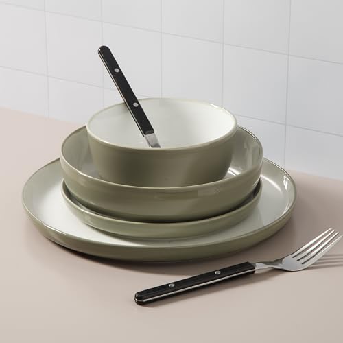 Porcelain Dinnerware Plates and Bowls Set, Service for 4, Blue/White G109