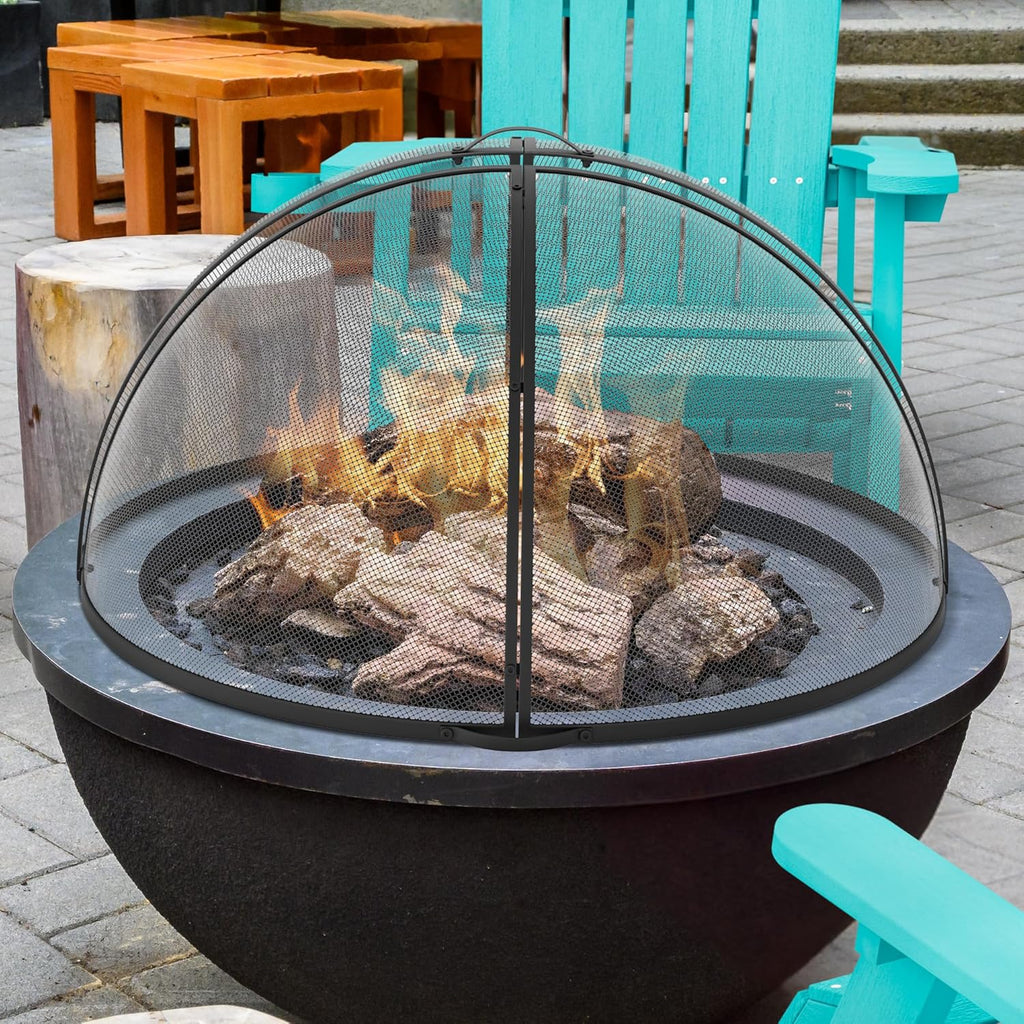 Heavy-Duty Fire Pit Spark Screen with Handle and Poker, for 36-Inch Round Outdoor Fire Pits R412456