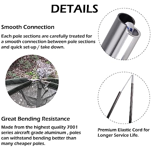 Tent Poles Replacement Kit, Lightweight Aluminum Camping Repair Poles V2543