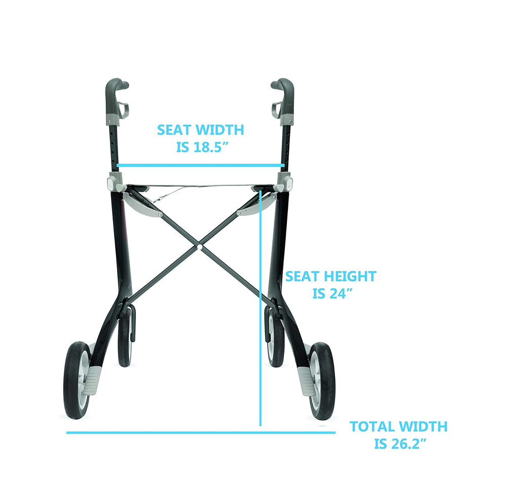 Carbon Ultralight Rollator Walker with Organizer Bag, Wide Track M836519