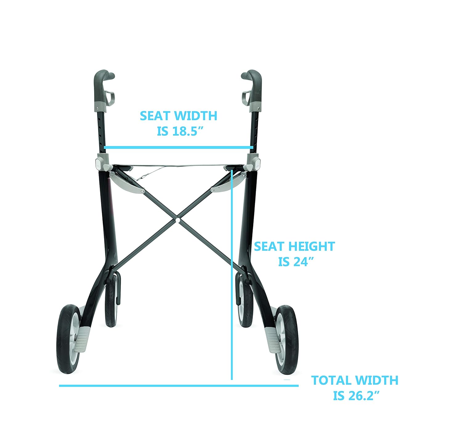 Carbon Ultralight Rollator Walker with Organizer Bag, Wide Track M836519