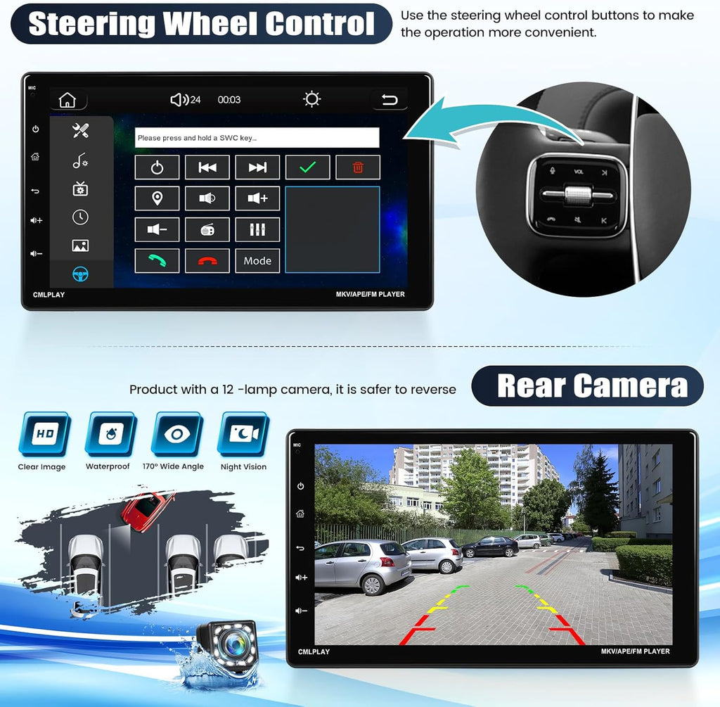 9 Inch Car Stereo with Wireless Carplay and Android Auto, Touchscreen, Bluetooth, Backup Camera O51879
