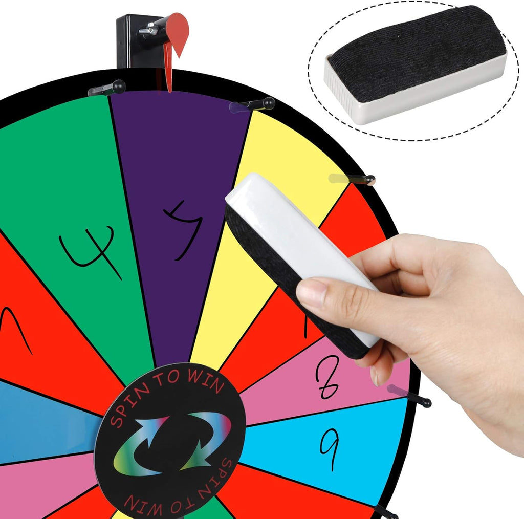 24 inch Tabletop Spinning Prize Wheel with 14 Slots and Dry Erase Marker K7978