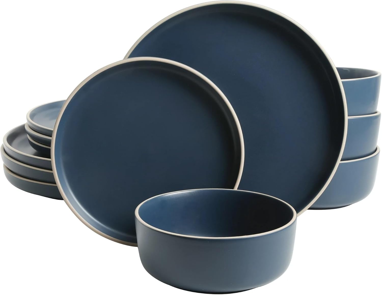 Cobalt Blue Stoneware Dinnerware Set, 12-Piece Set