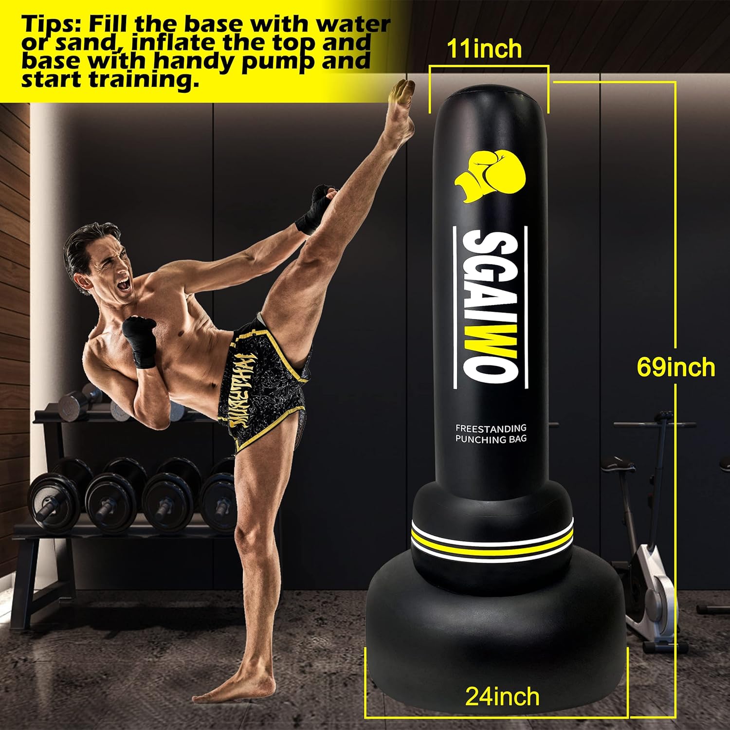 Freestanding Heavy Punching Bag with Stand for Adults MMA Training I167090