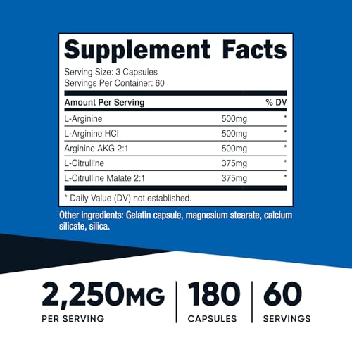 Nitric Oxide Booster 2250mg, 180 Capsules D95451
