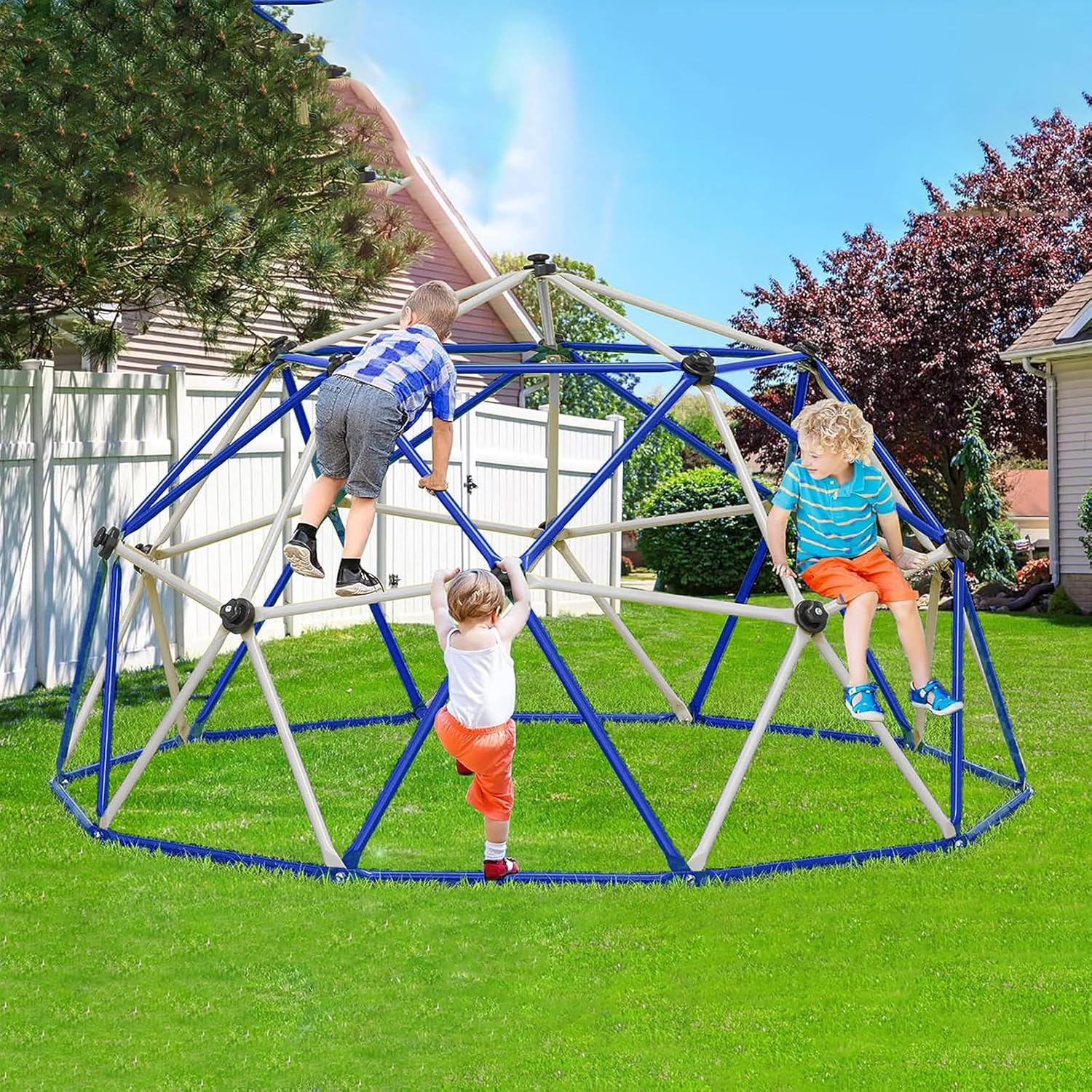 Climbing Dome, 10ft Jungle Gym Outdoor Climbing Toys for Kids, Dome Climber Jungle Gym for Kids Ages 8-12 Outdoor, Kids Climbing Dome, with Hammock Playground Equipment