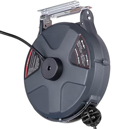 Retractable Extension Cord Reel 50 FT Heavy Duty Power Cord with Lighted Triple Tap Outlet H688258