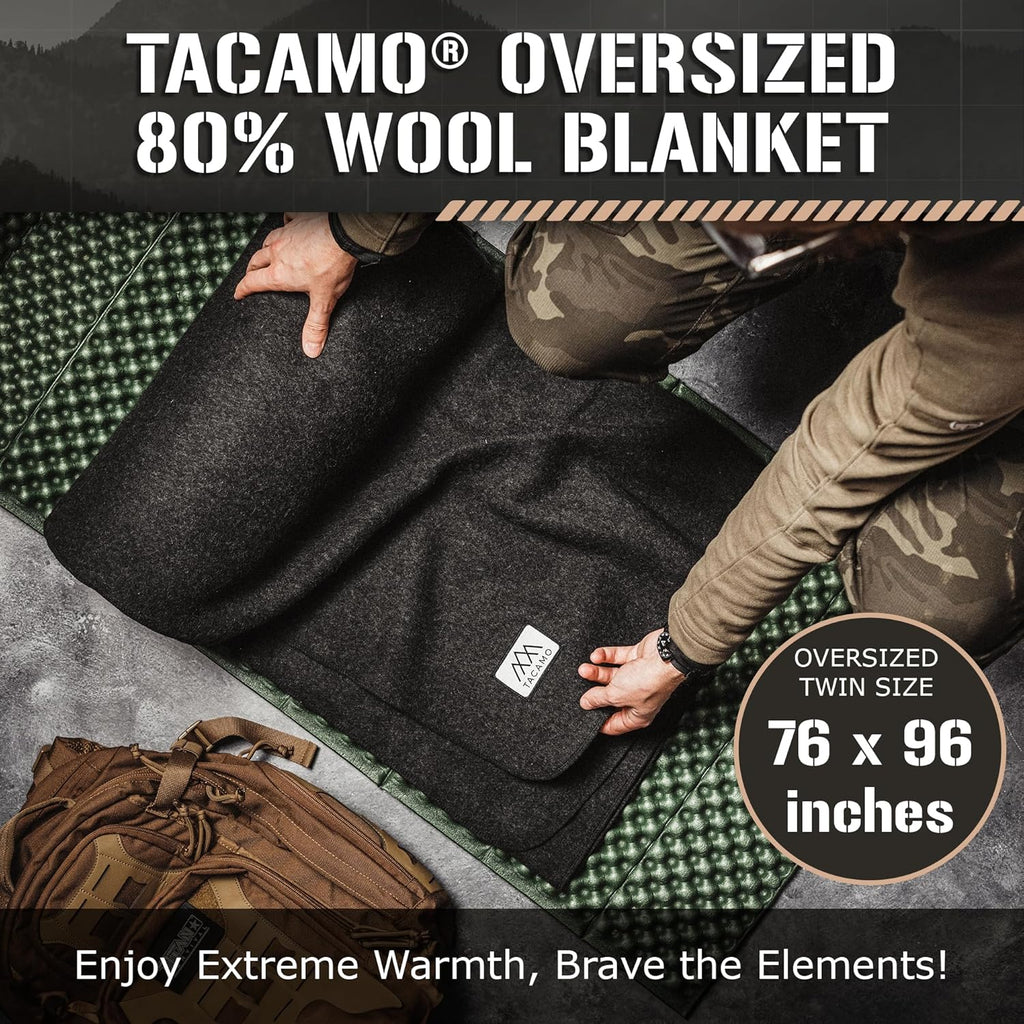 Thermal Wool Blanket, Oversized Twin for Camping and Travel O555